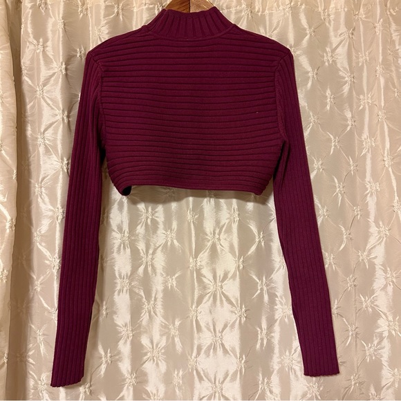 Ronny Kobo Garner Knit Top Ribbed Sweater Set Two Piece Shrug Burgundy Red - Picture 9 of 16